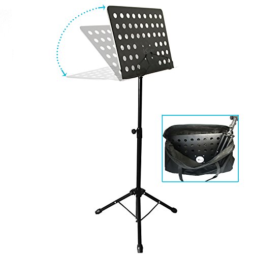 Laptop Black Sheet Music Stand Holder Folding with Bag Max Weight Capacity 5Kg Height Adjustable Range of 27.6 to 57.1 Inch Suitable for Holding Your Music Book,Ipad