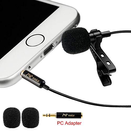Speech Lavalier Microphone Perfect for Recording Voice Chat 3.5mm Professional Lavalier Lapel Condenser Microphone for Mobile Phone Filter Out Background Noise 
