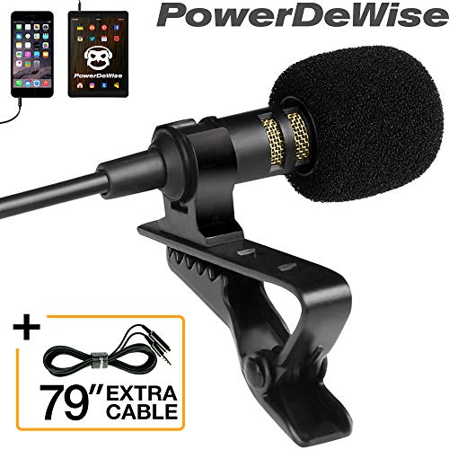 Bilivein Lapel Video Recording Microphone with 2 Clips Portable Mini Plug-Play Mic for Professional YouTube Vlog Live Stream No Need App or Bluetooth Wireless Microphone iPhone Lavalier Mic 