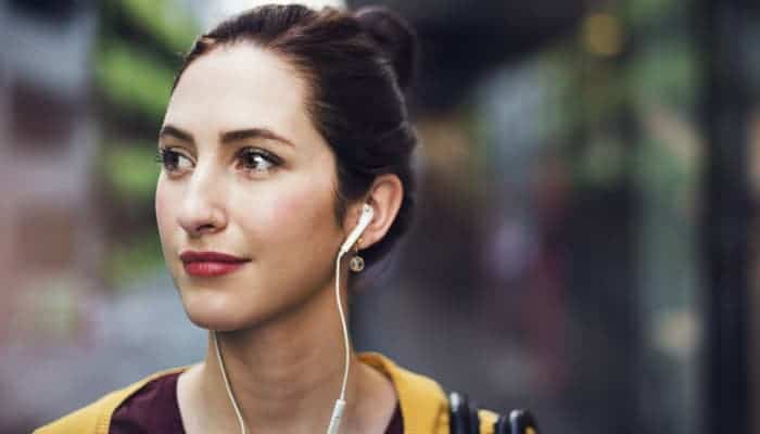 Woman with earphone