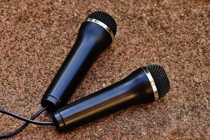 Two karaoke microphones.