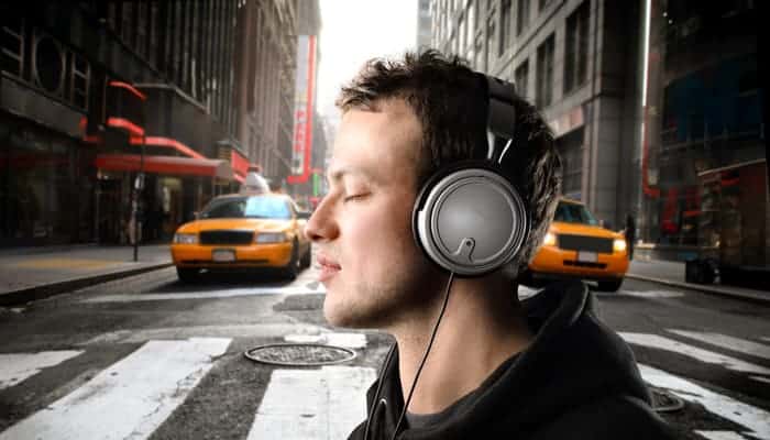 Man listening to his Headphone
