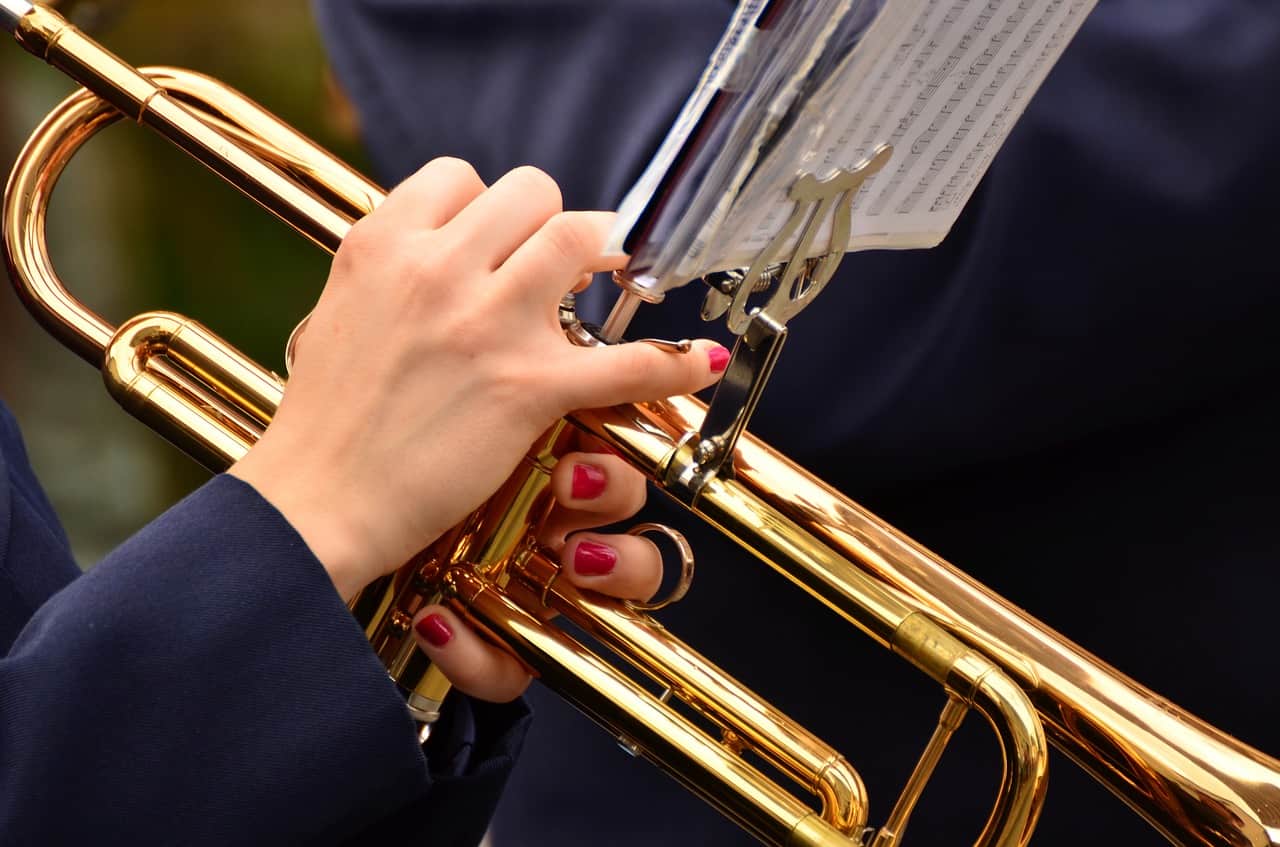 Someone holding a trumpet