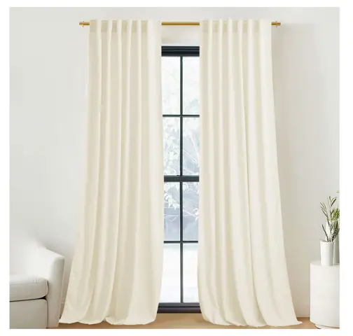 white long curtains