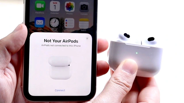 iPhone with AirPods connect pop-up on the screen