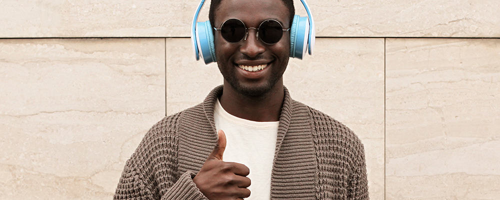 African man thumbs up