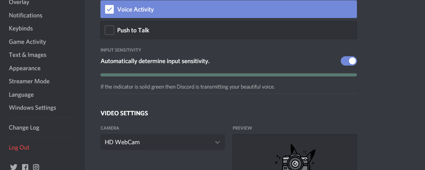 Discord input sensitivity