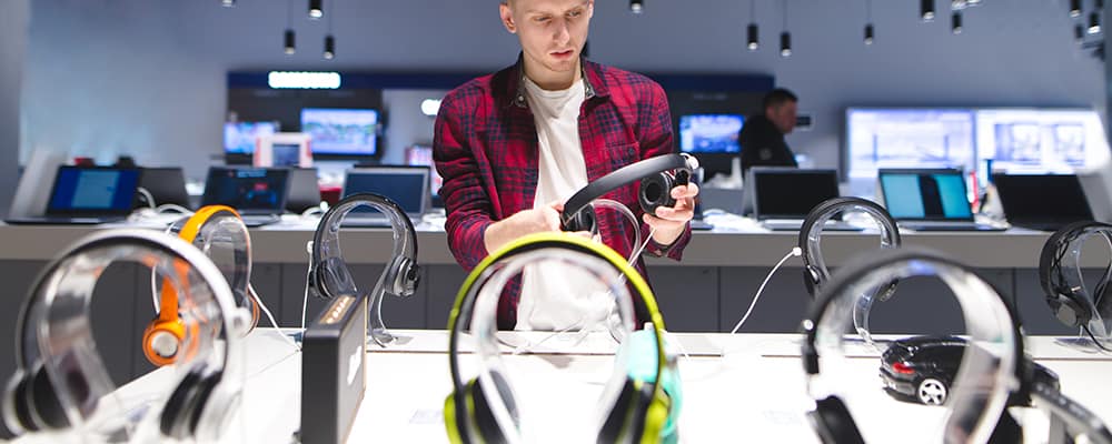 Man choosing headphones