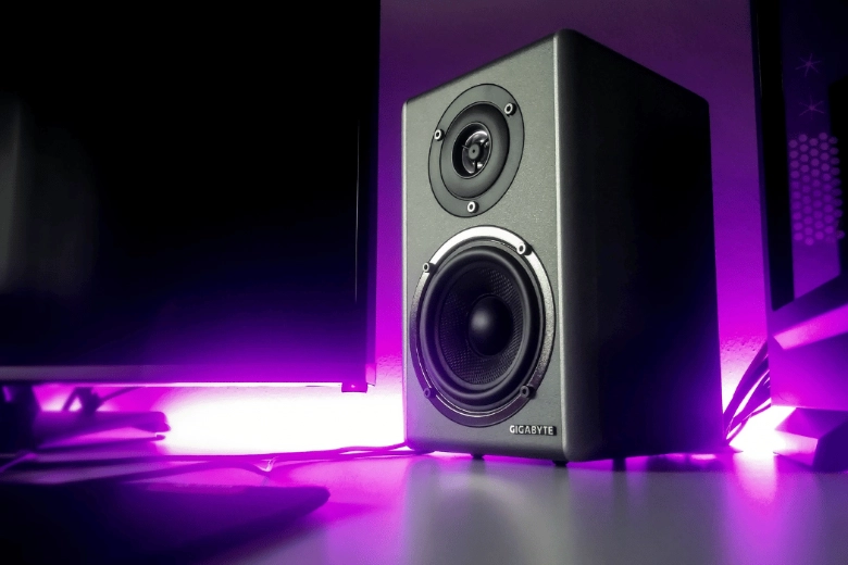 colourful powered speakers