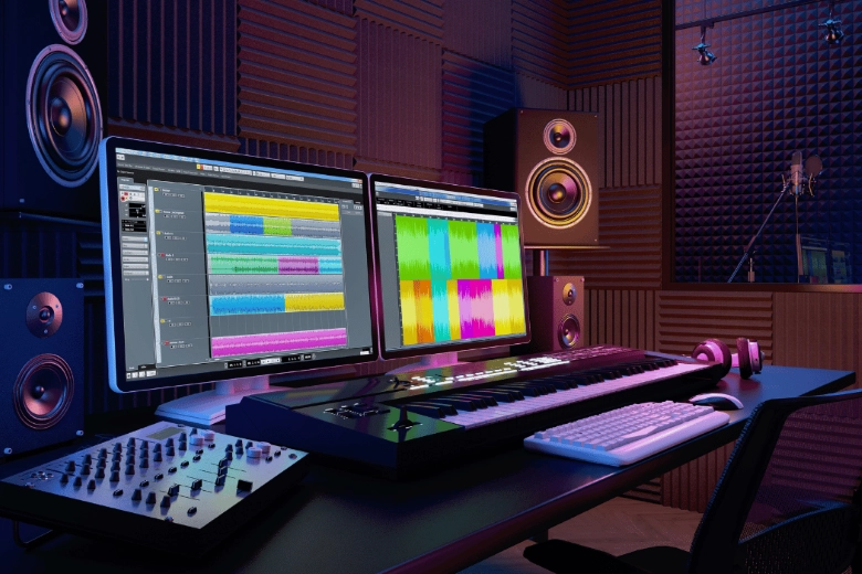 Recording studio with software