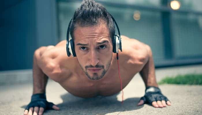 Young male listening to the music