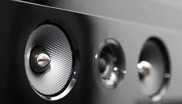 Closeup of soundbar speaker