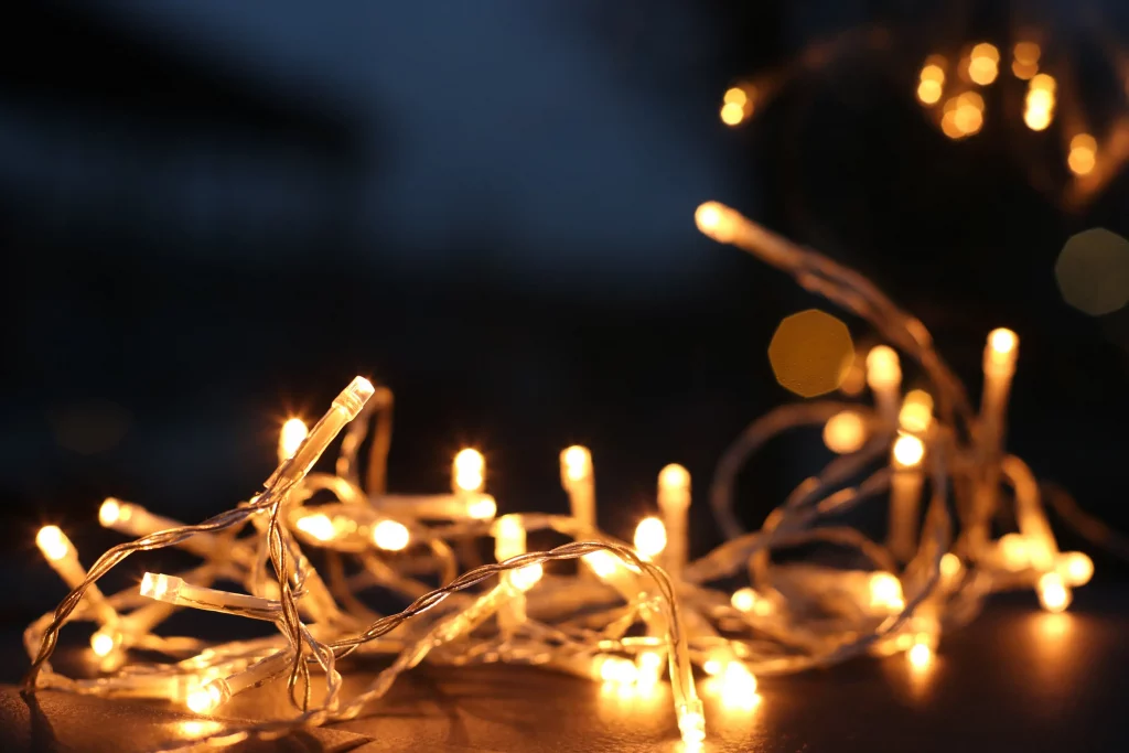 A close-up of LED strip lights