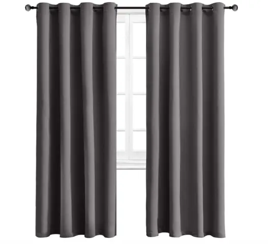 window with black curtain