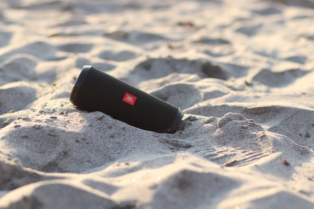 Bluetooth speaker in the sand