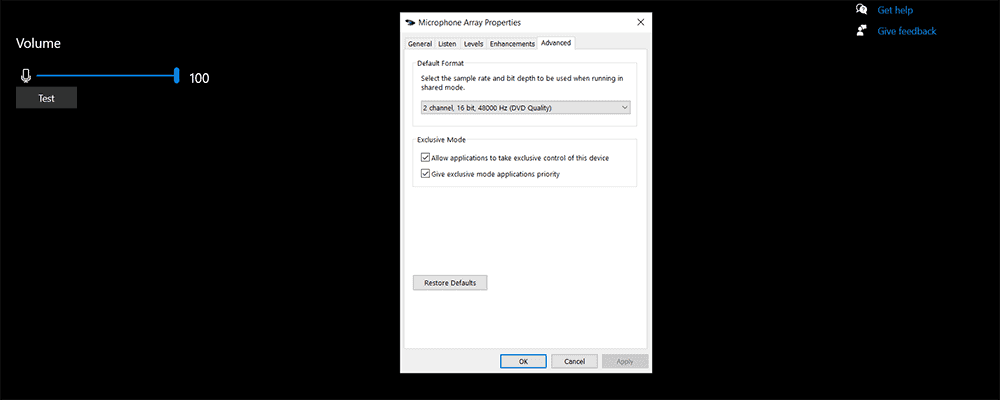 Advance microphone settings