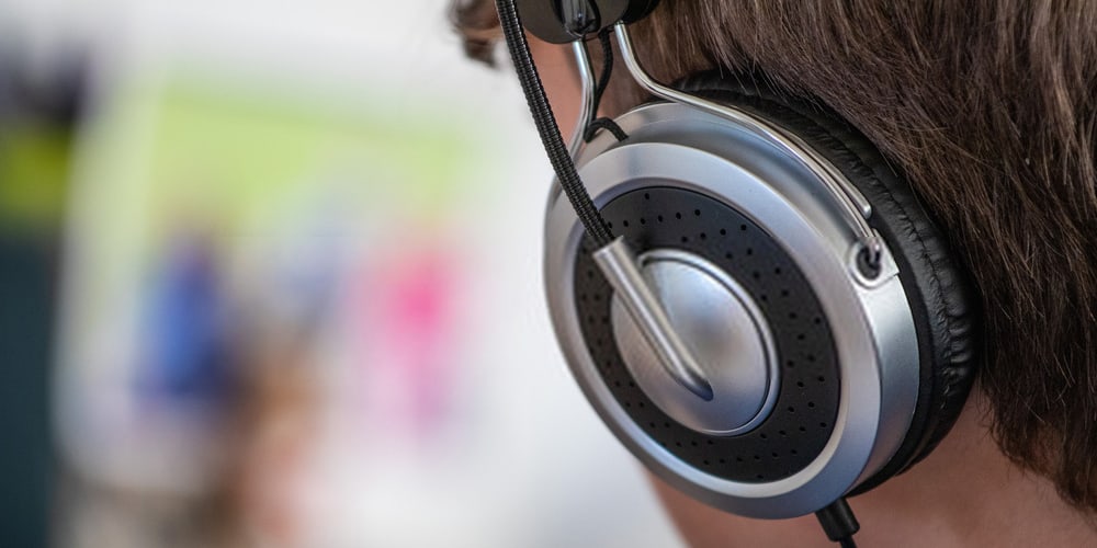 Boy with headphone closeup