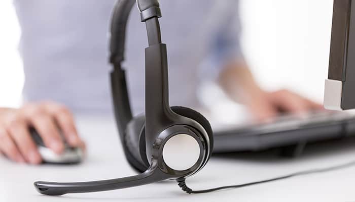 Headset on computer desk