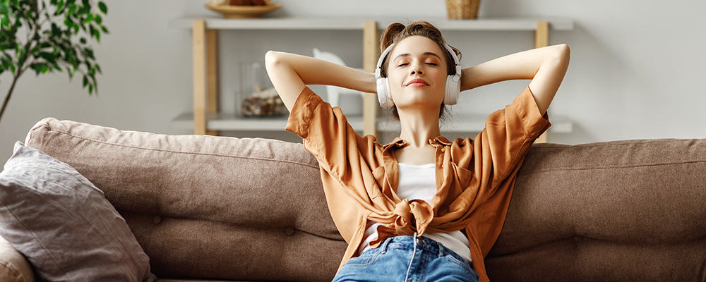 Woman listening to music