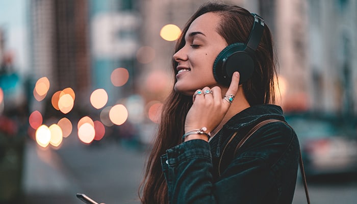 Woman listening to music