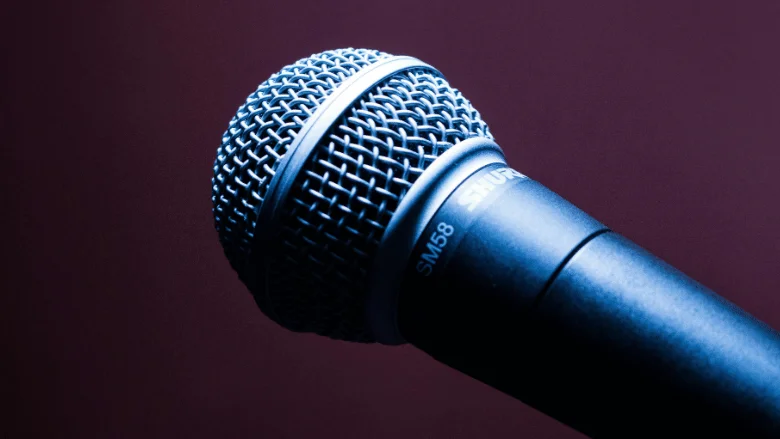 close-up of microphone 