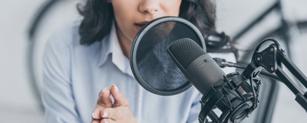 Woman speaking in mic